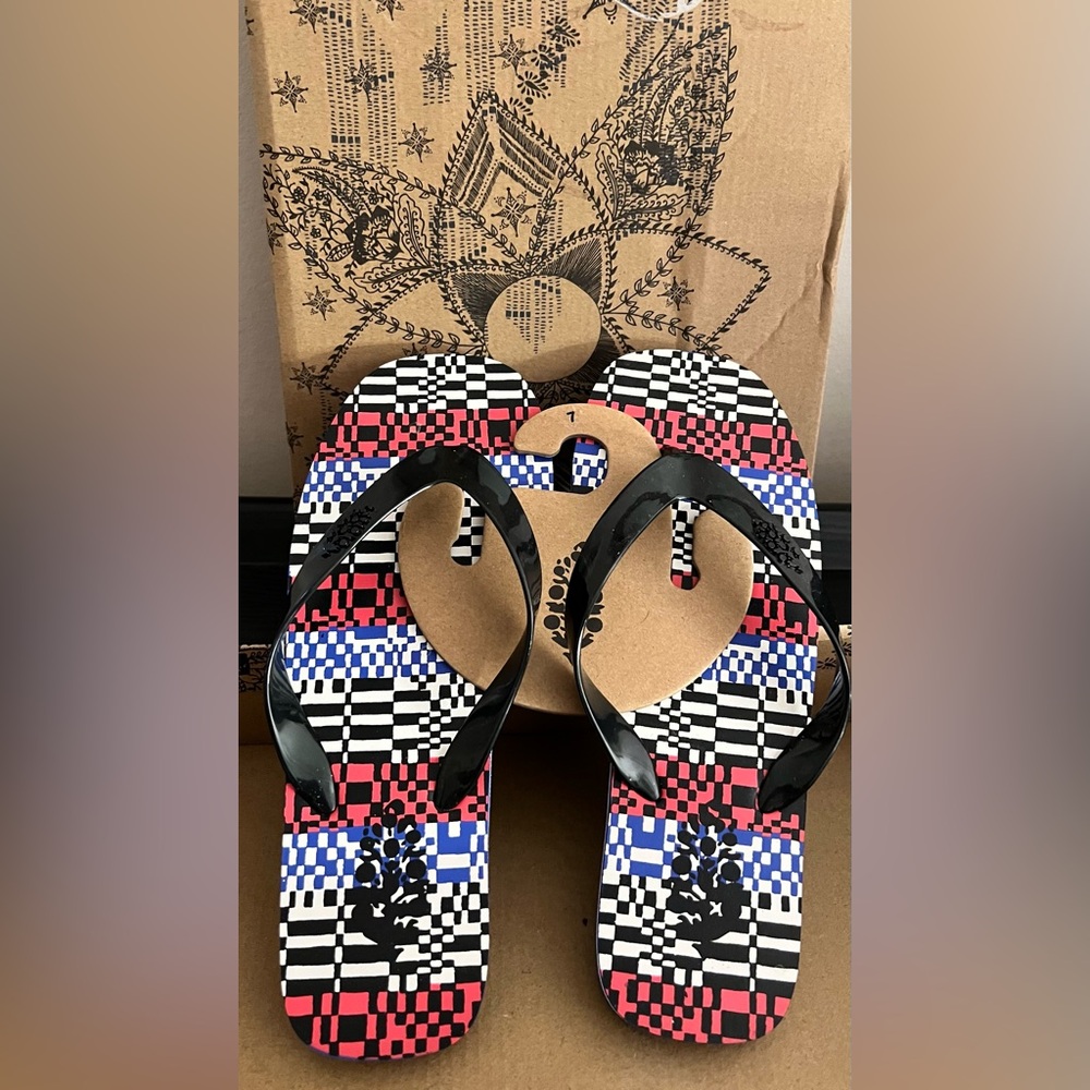 FP Movement Black and Multicolor Checkered Sandals